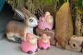 Nice funny figure of rabbit in garden Royalty Free Stock Photo