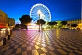 Nice giant ferris wheel and Massena square evening view Royalty Free Stock Photo