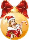 Nice girl dressed as Santa Claus on a Christmas toy. There is an png format.