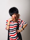 Nice girl in furhat Royalty Free Stock Photo