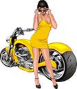 Nice girl and my original designed motorbike Royalty Free Stock Photo