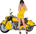 Nice girl and my original designed motorbike Royalty Free Stock Photo