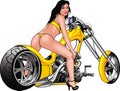 Nice girl and my original designed motorbike Royalty Free Stock Photo