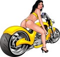 Nice girl and my original designed motorbike Royalty Free Stock Photo