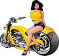 Nice girl and my original designed motorbike Royalty Free Stock Photo