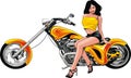 Nice girl and my original designed motorbike Royalty Free Stock Photo