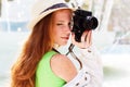 Nice girl photographer at work Royalty Free Stock Photo