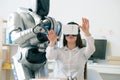 Nice girl using virtual reality device Royalty Free Stock Photo