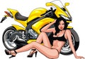 Nice girls and motorbike