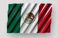 Nice glossy flag of Mexico with large folds lying isolated on grey - any celebration flag 3d illustration Royalty Free Stock Photo