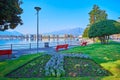 Nice green park on Lake Maggiore, Muralto, Locarno, Switzerland Royalty Free Stock Photo