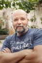 Nice guy bearded male man portrait in the backyard