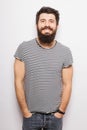 Nice handsome young man with beard full heigh Royalty Free Stock Photo