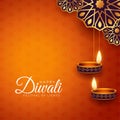 nice happy diwali occasion background with hanging diya design illustration