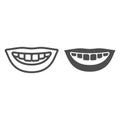 Nice healthy smile line and solid icon, International dentist day concept, White teeth smile sign on white background Royalty Free Stock Photo