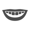 Nice healthy smile solid icon, International dentist day concept, White teeth smile sign on white background, Healthy Royalty Free Stock Photo
