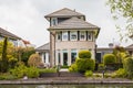 Nice house near water and garden Royalty Free Stock Photo