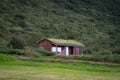 Nice Icelandic house with turf roof and green grass Royalty Free Stock Photo