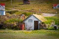 Nice Icelandic house with turf roof and green grass Royalty Free Stock Photo