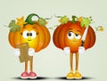 Illustration of cartoon pumpkins