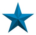 Nice illustration of a 3d look Blue star on white background. Royalty Free Stock Photo