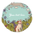 Nice Illustration with Dogs in the Park Royalty Free Stock Photo