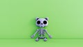 Nice illustration representing the teddy bear skeleton isolated on a green background.