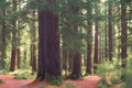 AI generated image of a beautiful forest with a tall tree Royalty Free Stock Photo