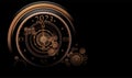 Nice image luxury abstract old mechanical clock parts with new years 2023.