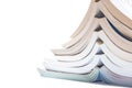 Nice image of a pile of old books on a white background.