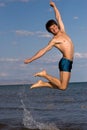 Nice jump over the summersea Royalty Free Stock Photo