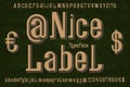 Nice Label Typeface font. Isolated english alphabet Royalty Free Stock Photo