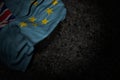 nice labor day flag 3d illustration - dark photo of Tuvalu flag with big folds on dark asphalt with empty place for content