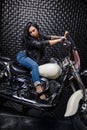 Nice lady posing on a motorcycle