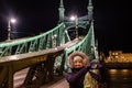 Nice lady on Freedom bridge, Budapest Royalty Free Stock Photo