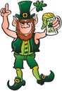 Nice Leprechaun Drinking Beer and Celebrating St P