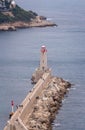 The lighthouse from the port entrance in Nice Royalty Free Stock Photo