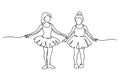 Nice little cute children girls in dance dress dancing ballet.