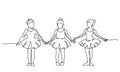 Nice little cute children girls in dance dress dancing ballet.