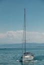 Nice little sailboat on a lake near the coast