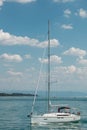 Nice little sailboat on a lake near the coast