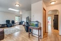 Nice living room with hardwood floors and fish tank