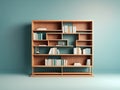 a nice looking wooden bookshelf with gradient background