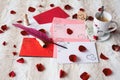 Handwritten love letter or invitation for wedding