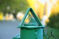 Nice macro photo of tops of the fence, triangle in the triangle,