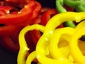 Nice Macro Of Sliced Sweet Peppers On Black Background