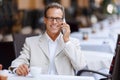 Nice man sitting in the cafe Royalty Free Stock Photo