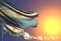 Cute any occasion flag 3d illustration - many Argentina flags on sunset placed diagonal with selective focus and place for your