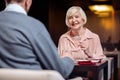 Nice mature woman eating salad Royalty Free Stock Photo