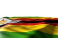 Nice mockup image of Zimbabwe flag lie with perspective view isolated on white with space for text - any occasion flag 3d